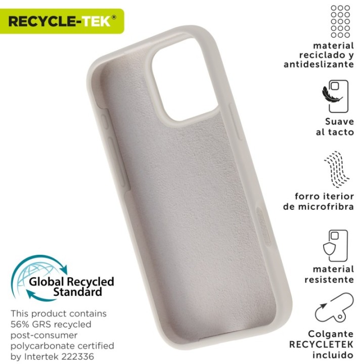 muvit funda muvit recycletek liquid silicone para apple iphone 16 pro max nude