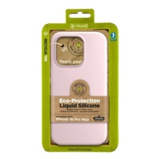 muvit funda muvit recycletek liquid silicone para apple iphone 16 pro max rosa
