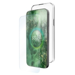 myway carcasa myway para apple iphone 16 pro transparente + protector pantalla cristal templado