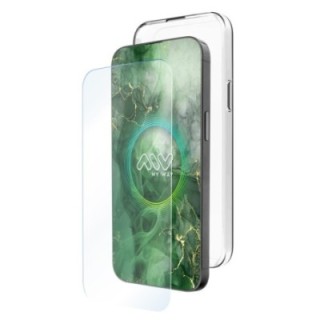 myway carcasa myway para apple iphone 16e transparente + protector pantalla cristal templado