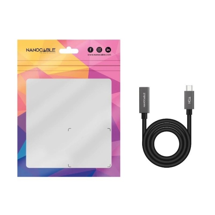 nanocable cable usb 3.2 gen2 usb c m/h 0,5 m negro