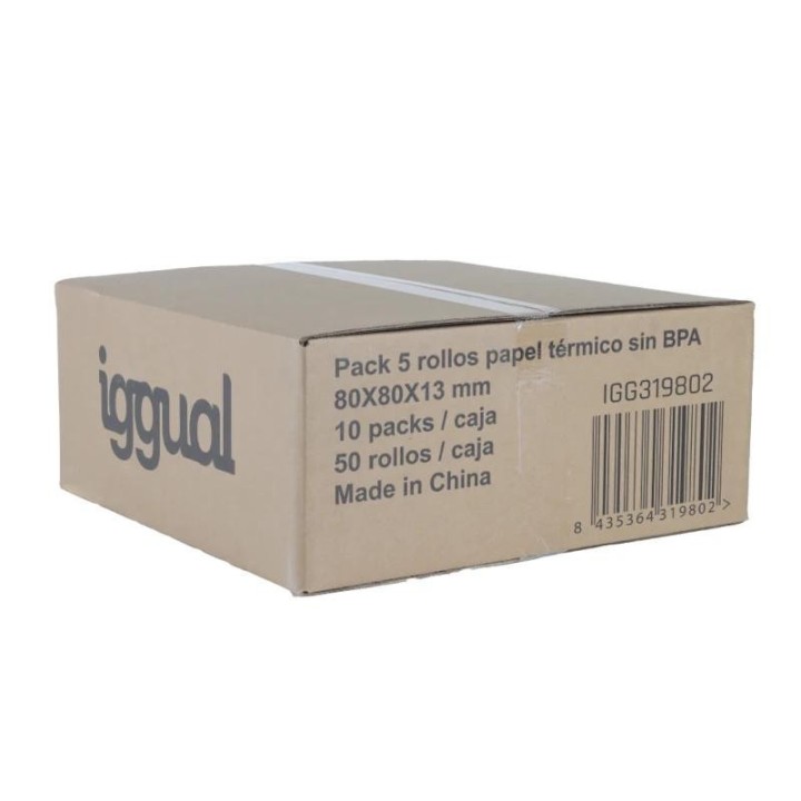 iggual caja 50 rollos papel t?rmico sin bpa 80x80