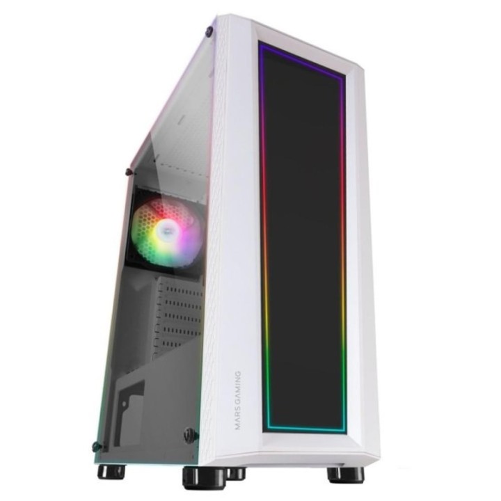 mars gaming caja ordenador mars gaming mc   art atx argb cristal templado blanco