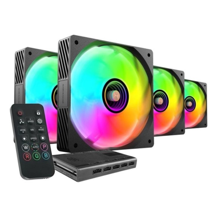 mars gaming ventilador mars gaming mf3dprokit argb 4x 120mm negro + hub rf remote