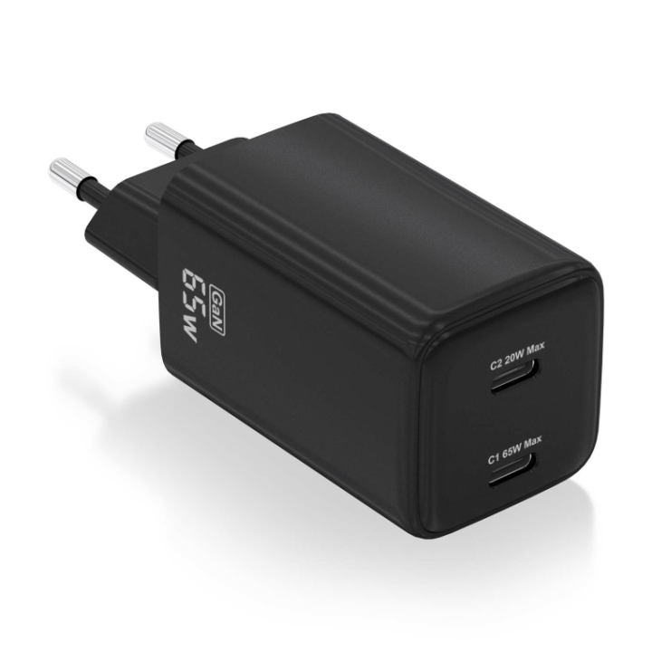 cargador aisens gan 65w 2xusb c pd3.0 qc4.0 negro