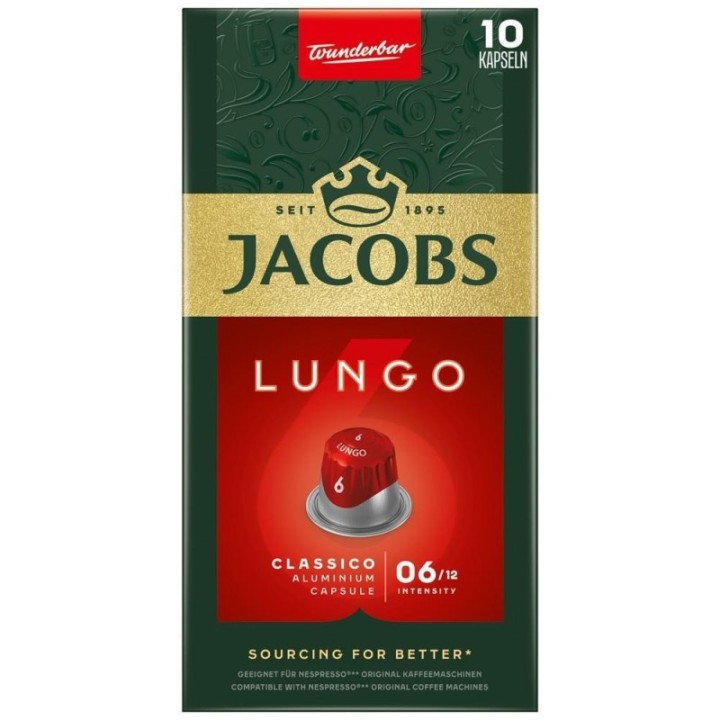 c.10 capsu. jacobs lungo 6 clasico nespresso
