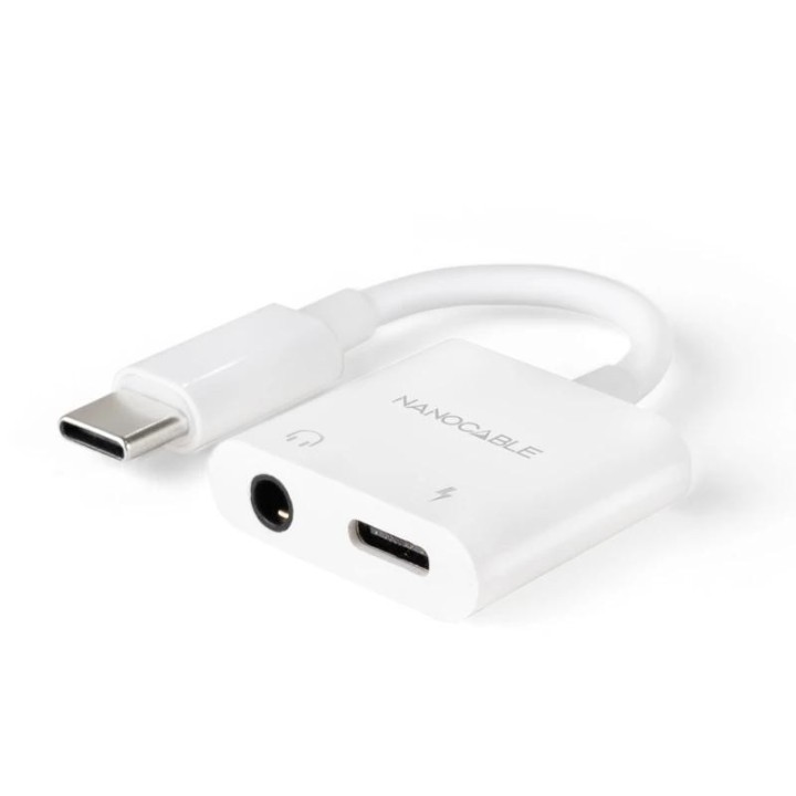 nanocable adaptador usb c a jack+usb c/h pd 60w