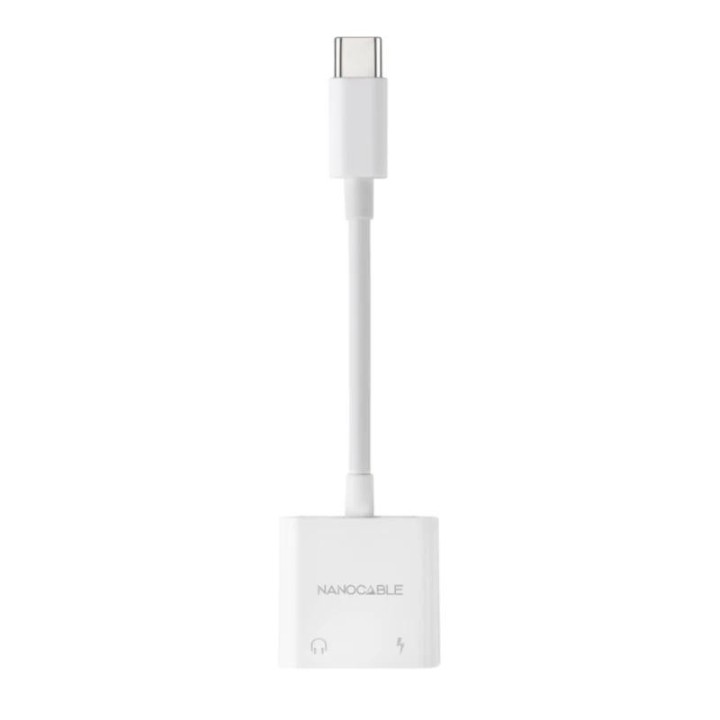 nanocable adaptador usb c a jack+usb c/h pd 60w