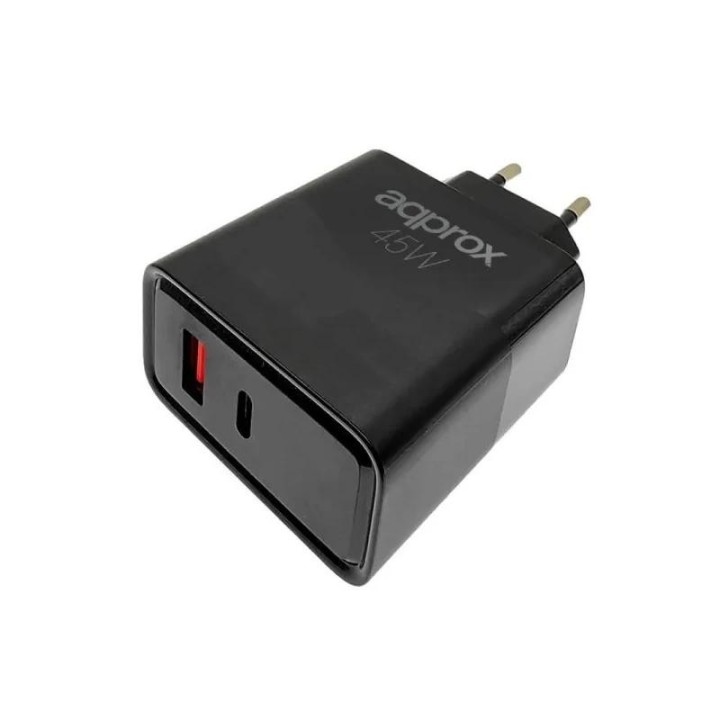 approx cargador 45w qc 1 x usb a+ 1 x usb c+cable