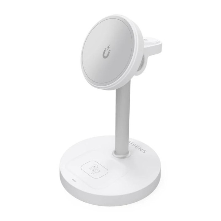 aisens cargador inal?mbrico usbc 15w 3 en 1 blanco