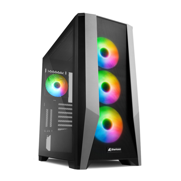 caja atx sharkoon tg7m 2xusb3.0 sin fuente negro