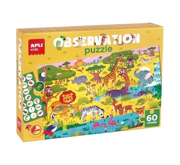 puzzle 60 pz. apli kids observacion jungla