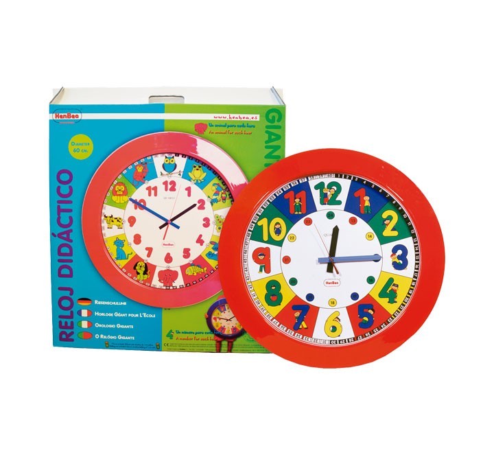 reloj gigante escolar henbea 60Ã¸ animales 760