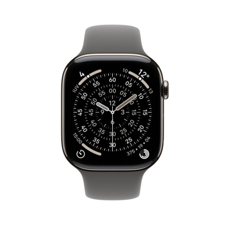 apple smartwatch apple watch s11 gps + cellular 42mm natural titanium case stone grey sport band s