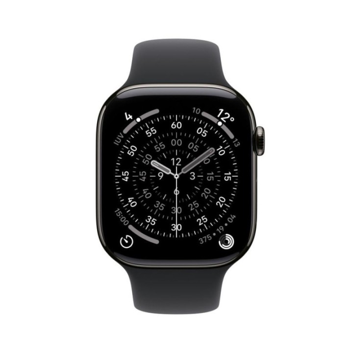 apple smartwatch apple watch s11 gps + cellular 46mm natural slate case black sport band m   l
