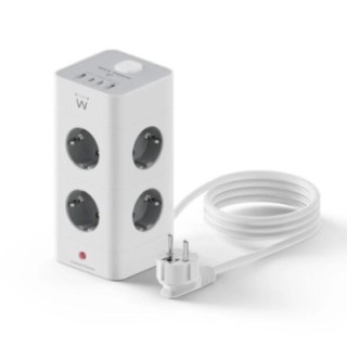ewent ew3864 regleta 8 tomas shucko +2usb a+2usb c
