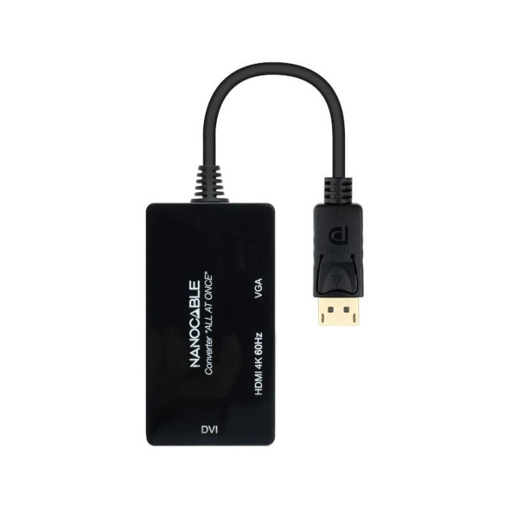 nanocable conversor dp a hdmi/dvi/vga negro 20 cm