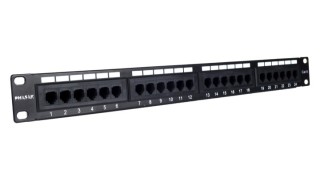 phasak panel transferencia phasak utp 19 pulgadas rj45 cat. 6  dual 24p 1u negro