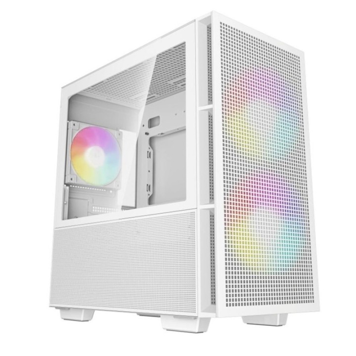 deepcool caja ordenador gaming deepcool matx ch360 argb cristal templado blanca