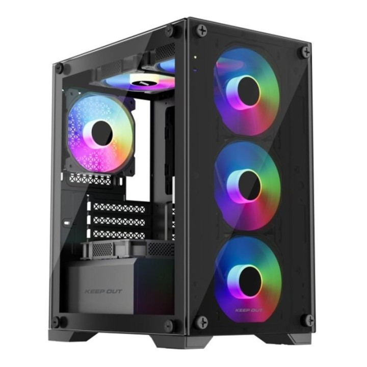 keep out caja ordenador gaming keep out xc   201 glass matx argb cristal templado negro