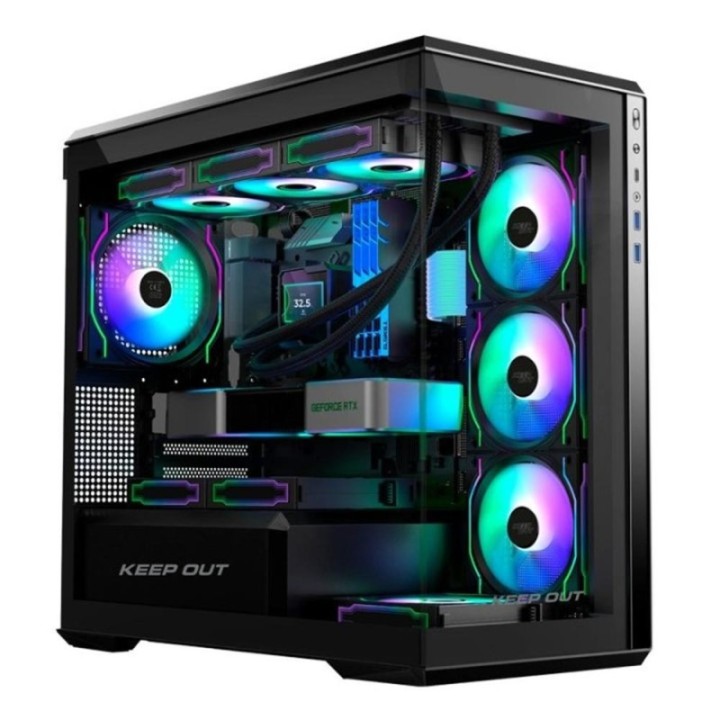 keep out caja ordenador gaming keep out xc   905 pro+ matx argb cristal templado negro