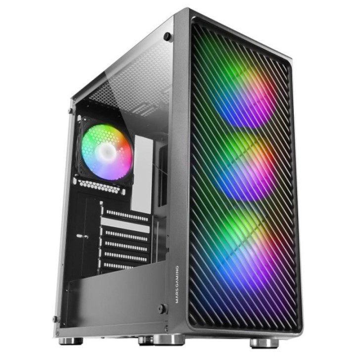 mars gaming caja ordenador mars gaming mc   f atx argb cristal templado negro