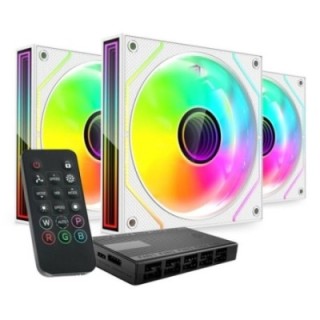 mars gaming ventilador caja mars gaming mf3dprokit argb 3x 120mm blanco + hub rf remote