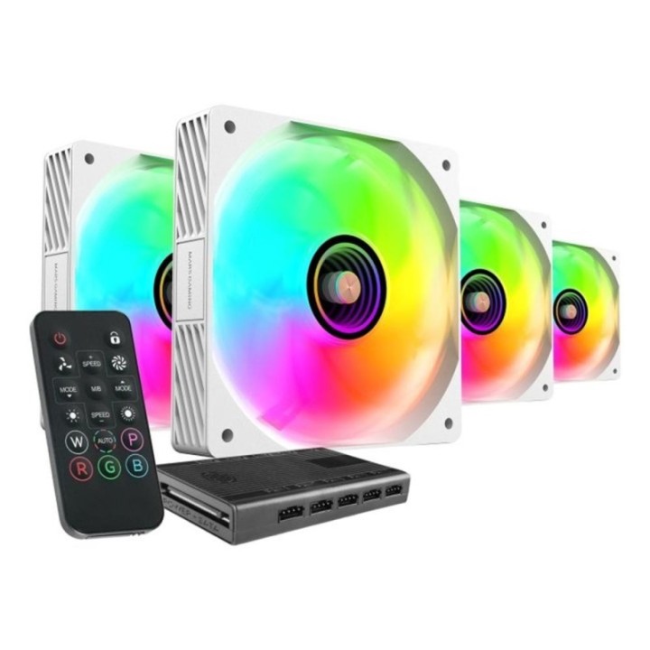 mars gaming ventilador caja mars gaming mf3dprokit argb 4x 120mm blanco + hub rf remote
