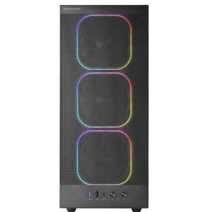 mars gaming caja ordenador mars gaming mcnebula atx argb cristal templado negro