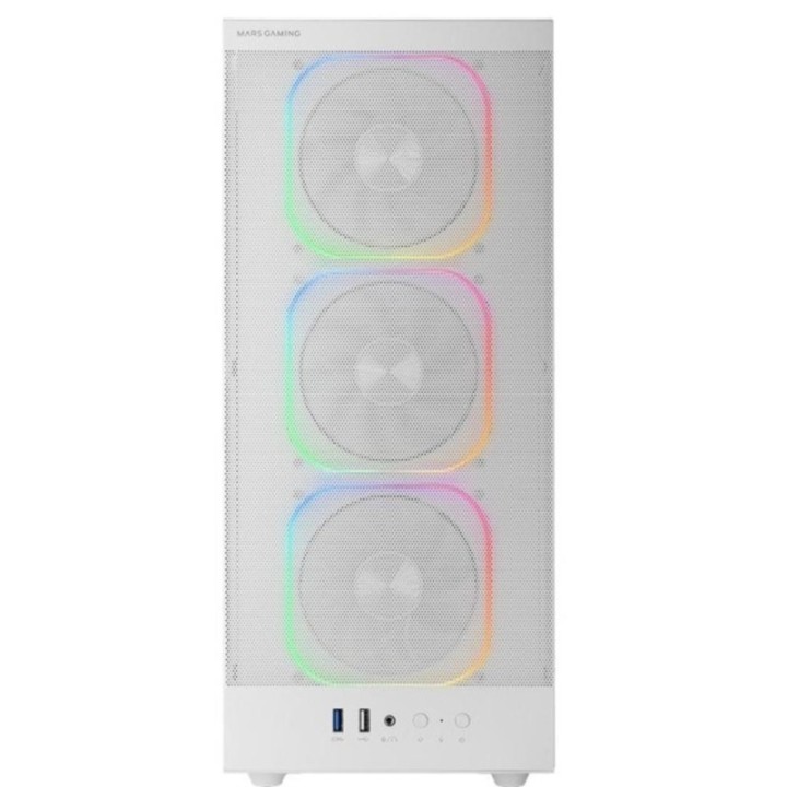 mars gaming caja ordenador mars gaming mcnebulaw atx argb cristal templado blanco