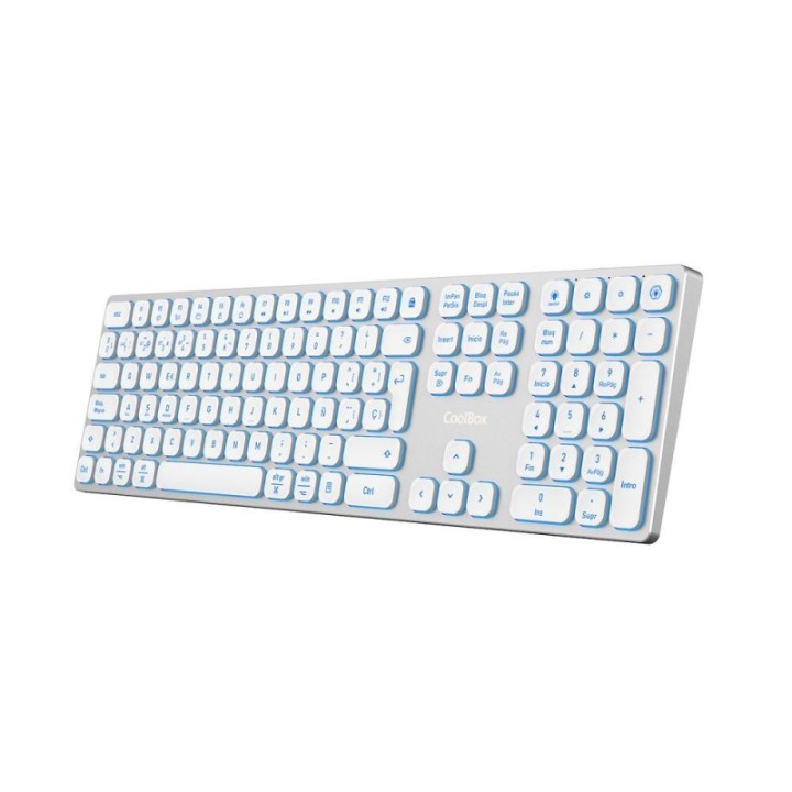 coolbox teclado inalambrico retroiluminado coolbox moonlight key b431 plata blanco