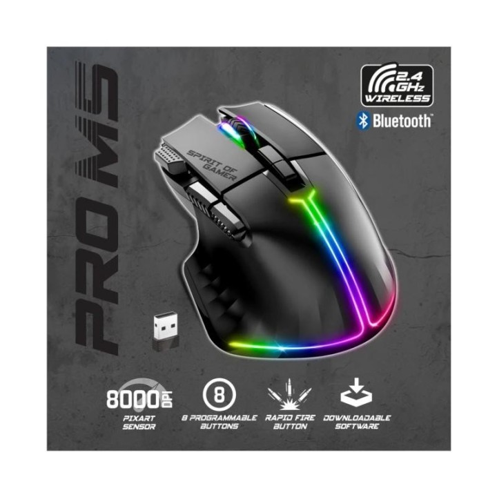 spirit of gamer rat?n inalambrico pro m5 black