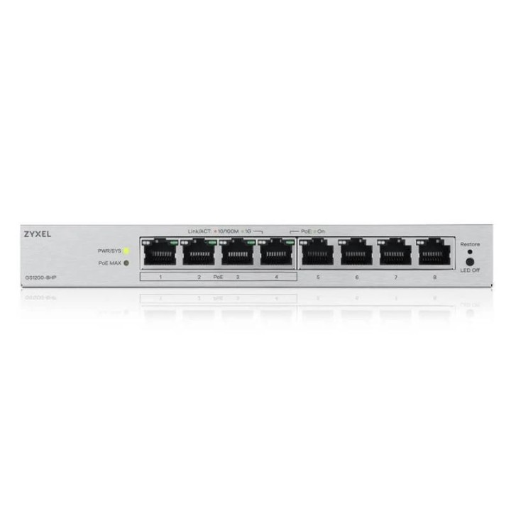 zyxel gs1200 8hpv3 switch 8xgb  4xpoe+  68w