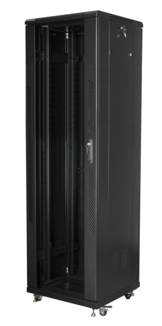 armario lanberg rack 19" 42u 600x600 flat pack black negro