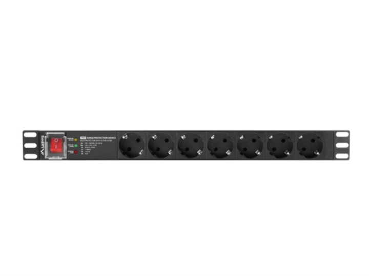 lanberg regleta lanberg 1u 16a 7x schuko rack 19 pulgadas 2m negro