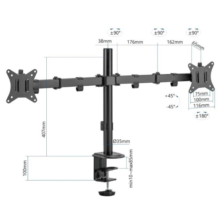 iggual spm02 soporte pinza 2 monitores 17" 32"