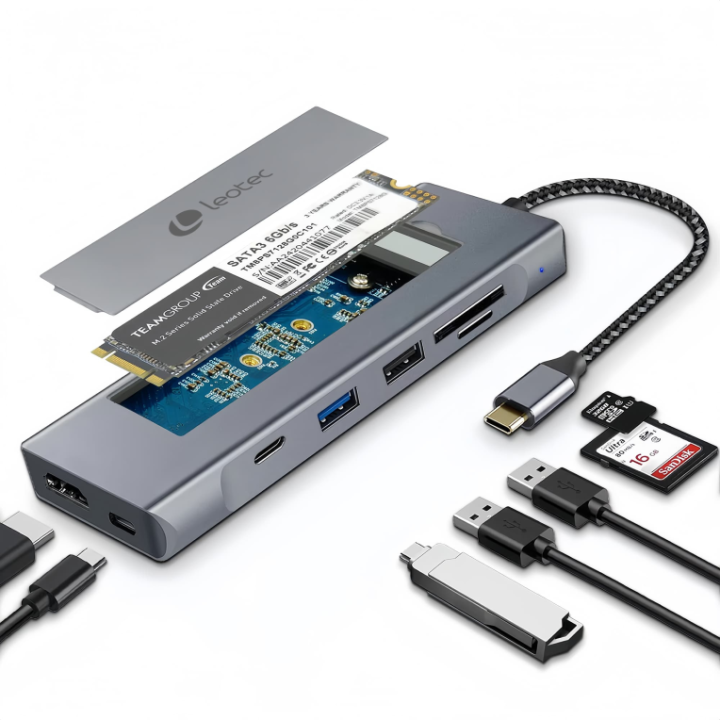 leotec docking station 8 1 con caja externa ssd m2