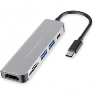 conceptronic adaptador hub 6 en 1 conceptronic usb tipo c a hdmi   usbc   usb 3.0   sd   tf
