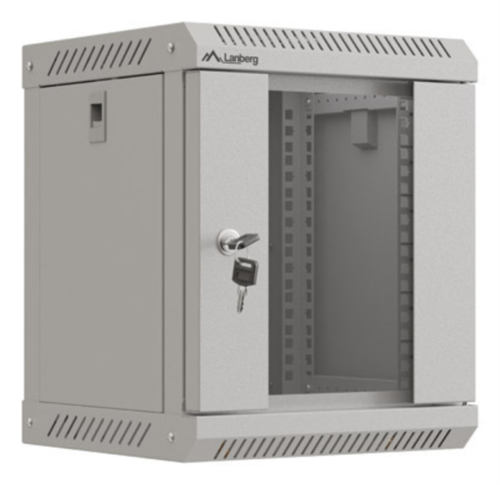 armario lanberg mural rack 10" 6u/300x300 flat pack gris puerta cristal