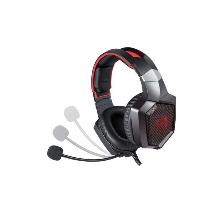 auriculares gaming savio forge jack 3.5 mm + usb multiplataforma  cable 2.2m luz led roja