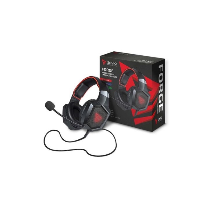 auriculares gaming savio forge jack 3.5 mm + usb multiplataforma  cable 2.2m luz led roja