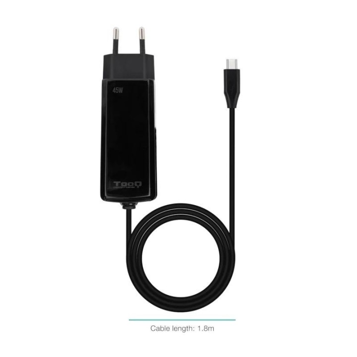 tooq cargador port?til gan usb c pd 45w c?bico