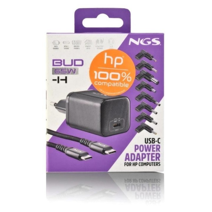 ngs pack carga usbc 65w+cabl 1,5m+5 clavij hp