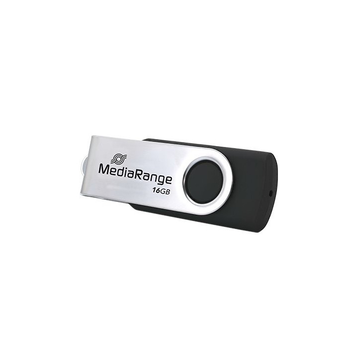pendrive 16gb usb 2.0 mediarange silver black lectura 17mbs escritura 6mbs