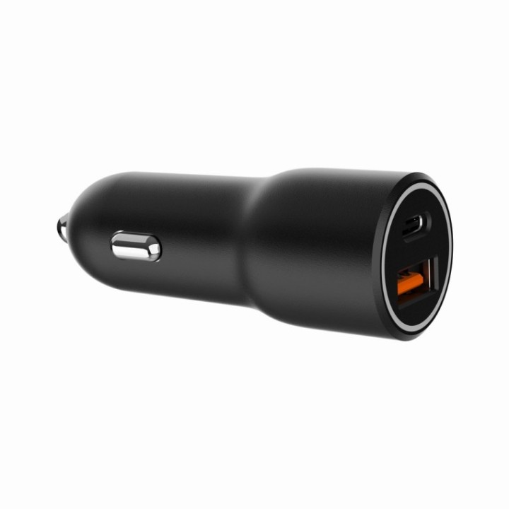 cargador rapido para coche gembird con 2 puertos usb, tipo c pd, 38 w, negro