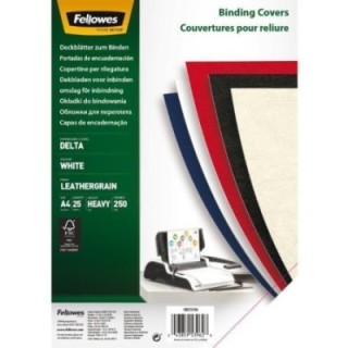 c.25 portadas fellowes a4 250gr simil piel bla