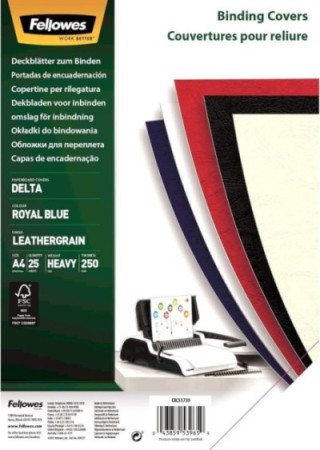 c.25 portadas fellowes a4 250gr simil piel azul