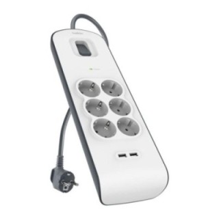 belkin regleta alimentacion belkin bsv604vf2m   v2 proteccin contra sobret 6 tomas + 2 usb    a 2.4