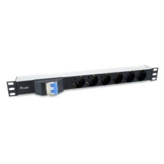equip regleta equip rack 19 pulgadas 1u 6 tomas shucko con cable magnetotermico 1.8m