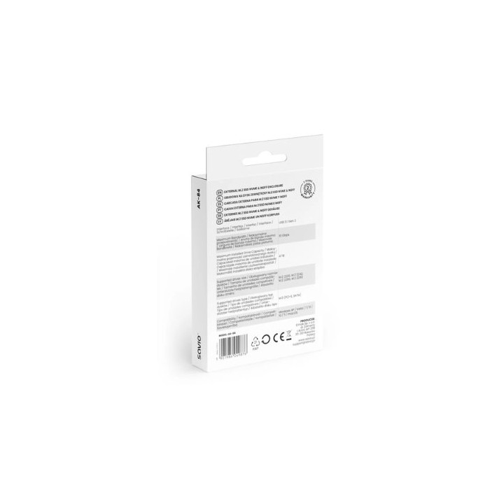 caja externa savio ssd m.2 nvme ngff ak 84 negro usb c 3.1 gen 2 max 10gbs max 4tb nvme sata